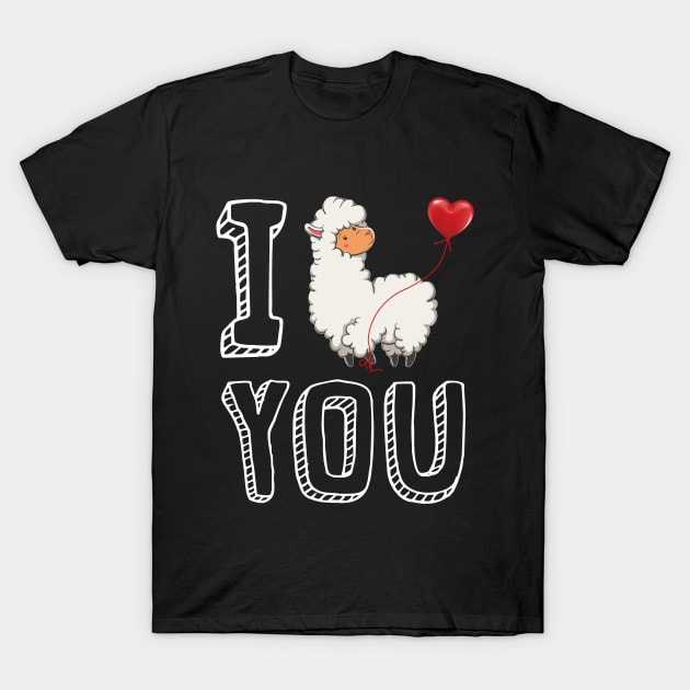 I Love You Llama Valentine T-shirt T-Shirt by Elsie